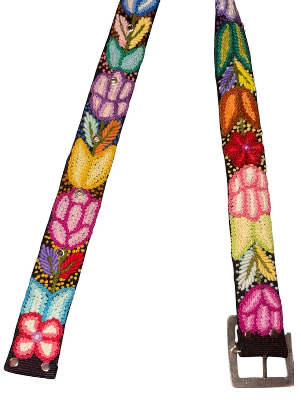 Vintage hand-embroidered floral S belt